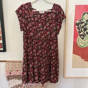 NATURAL LIFE Burgundy Floral Short-Sleeve Babydoll Dress